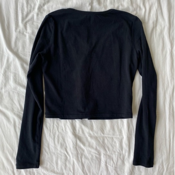 Skims NEW VINTAGE LONG SLEEVE CROPPED HENLEY in ONYX size S - Picture 2 of 3